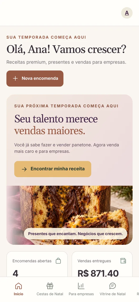 Tela do Panetone Business Studio