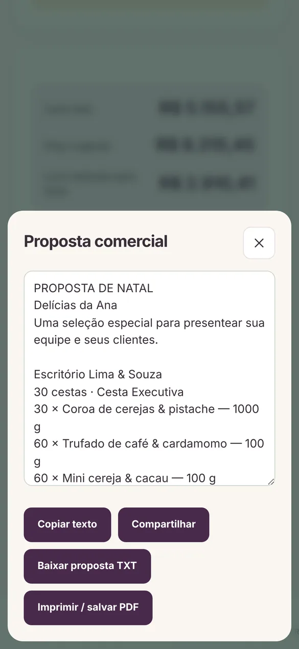 Tela real: proposta comercial pronta